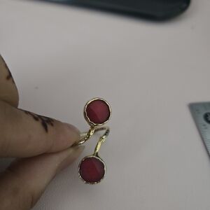 Adjustable Modern Open Red And Gold Ring